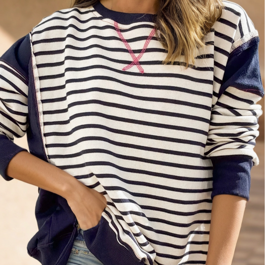 Navy Striped Sweatshirt