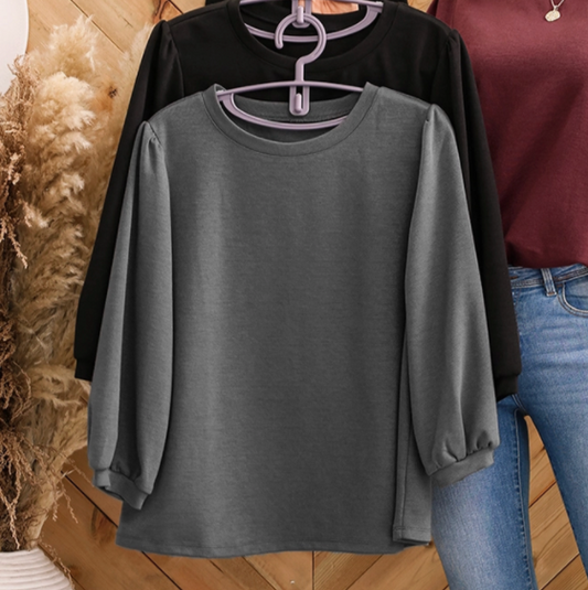 Gray 3/4 Sleeve Top