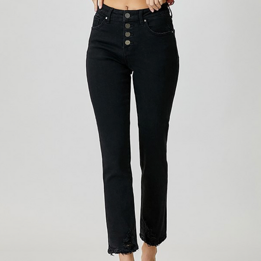 Risen Mid-Rise Button Down Jeans