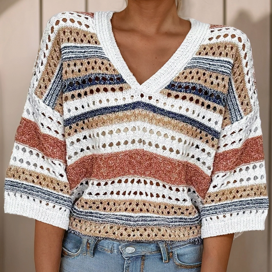 Striped V Neck Sweater