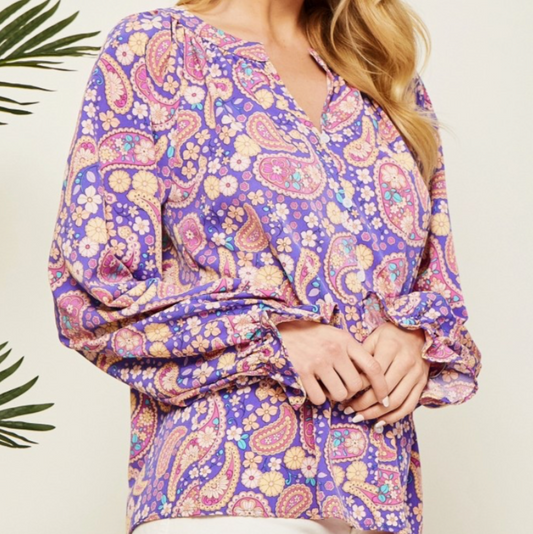 Purple & Pink Paisley Top