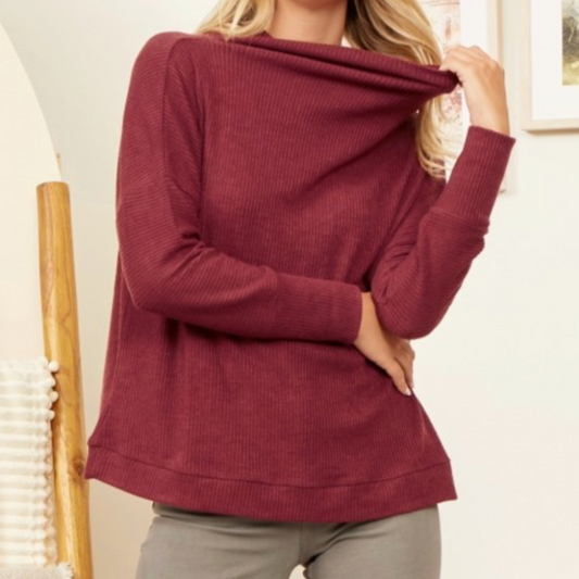 Wine Draped Neckline Top