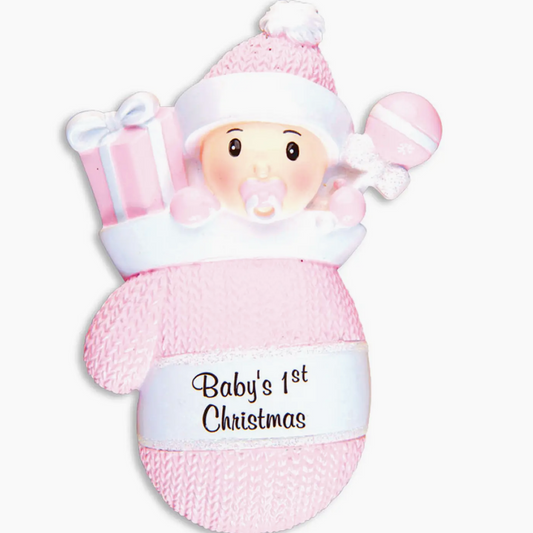 Baby in Pink Mitten Ornament