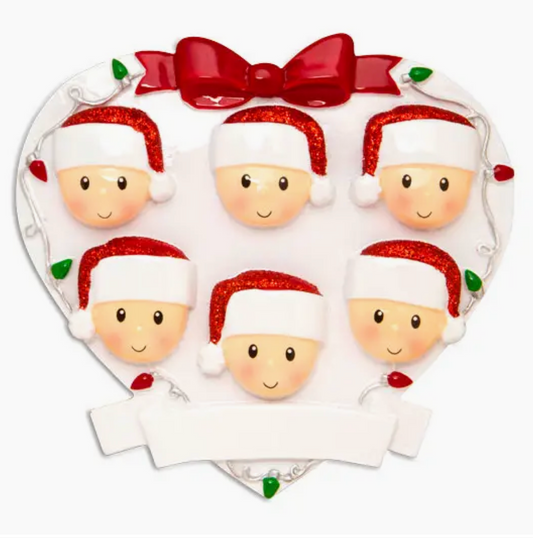 Heart with Faces Family 6 Ornament