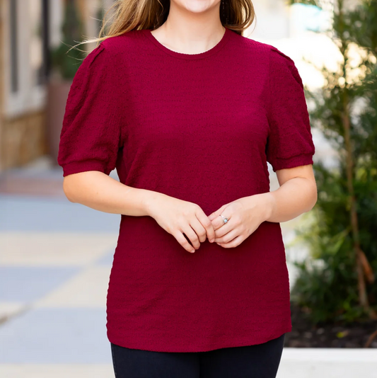 Maroon Puffed Sleeve Top