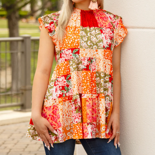 Orange Floral Top