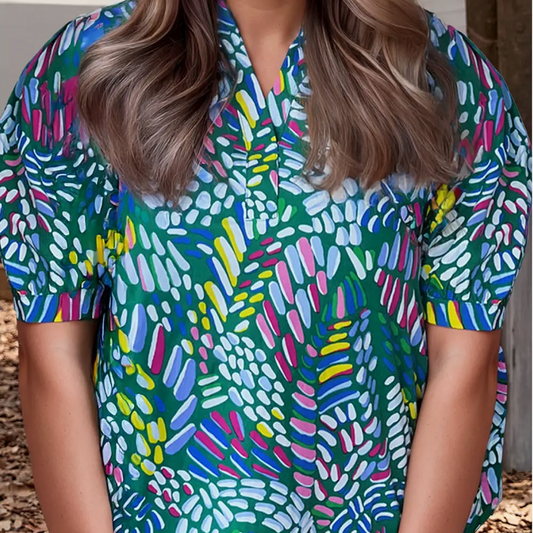 Abstract Knotted Sleeve Top