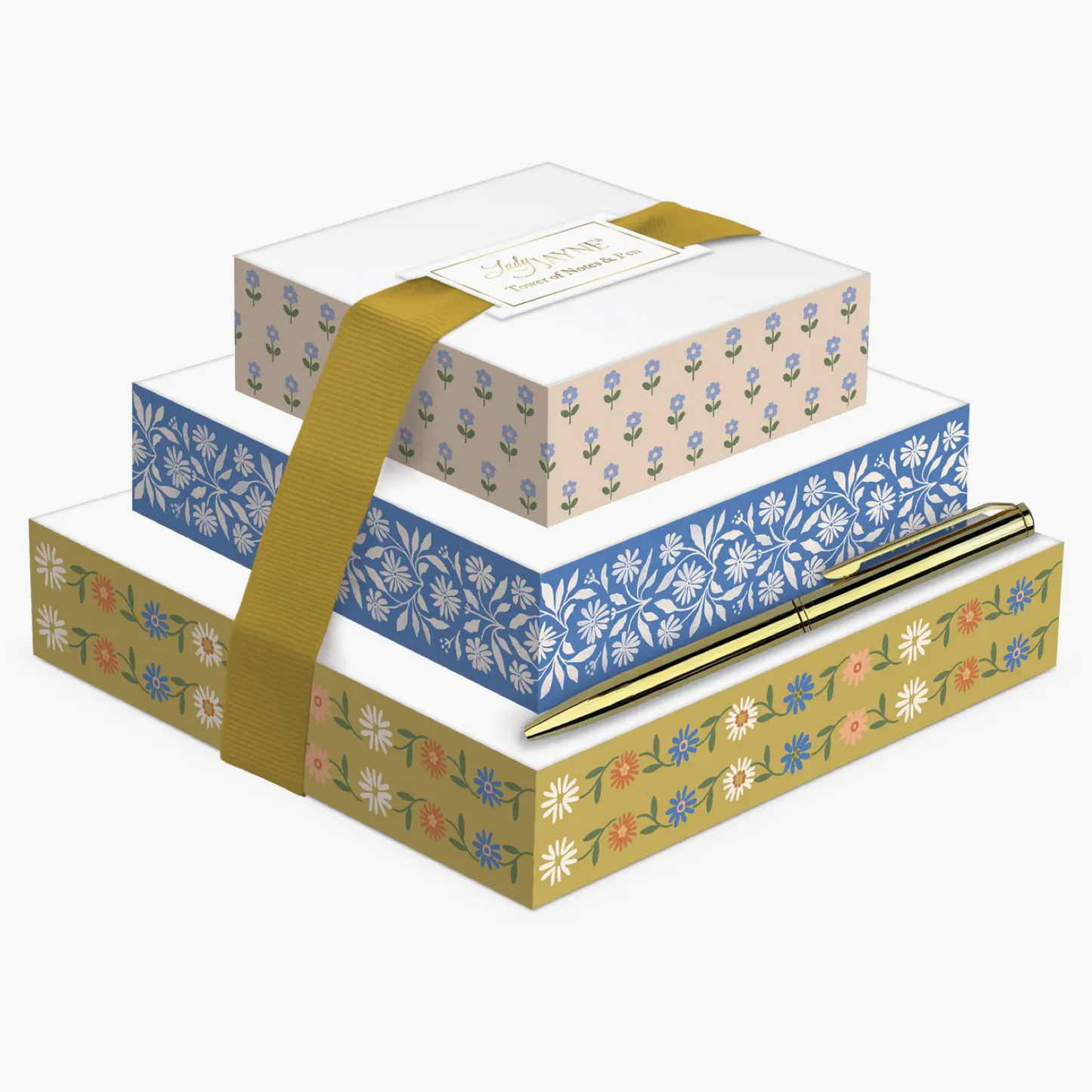 Tower of Notes Mustard Floral w/Pen