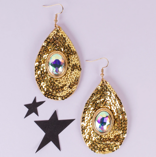 Gold Sequin Drop Earrings