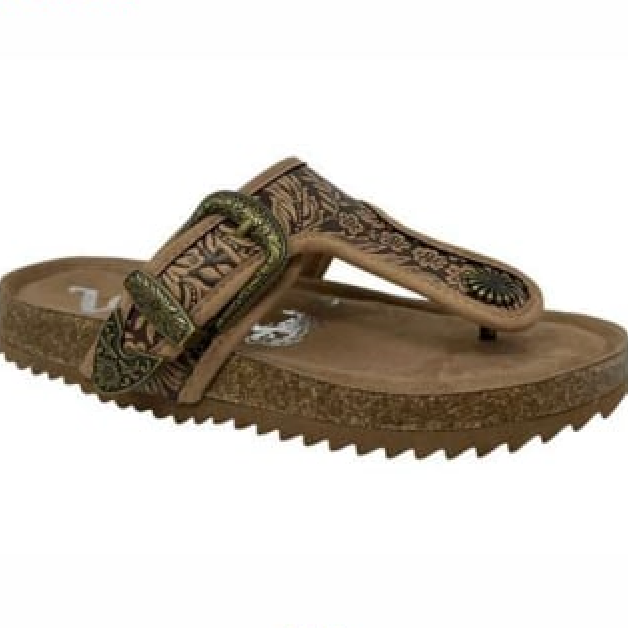 Very G Tooled Sandals-Texas Tan