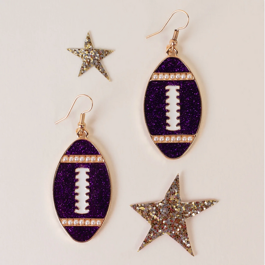Purple Football Earrings