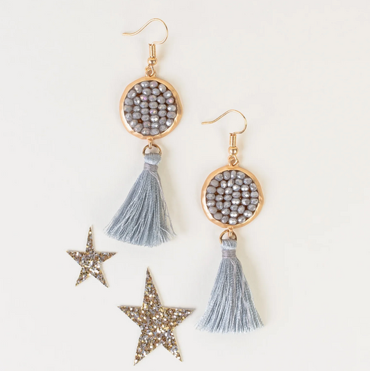 Gray Tassel Earrings