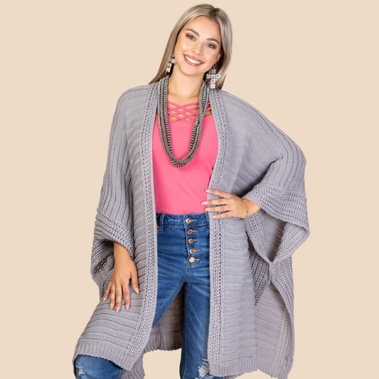Gray Oversized Cardigan