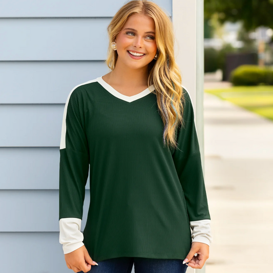 Green Ribbed Top