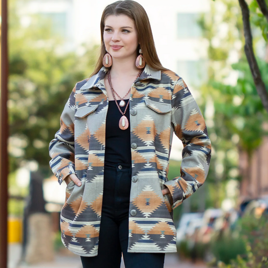 Aztec Print Shacket