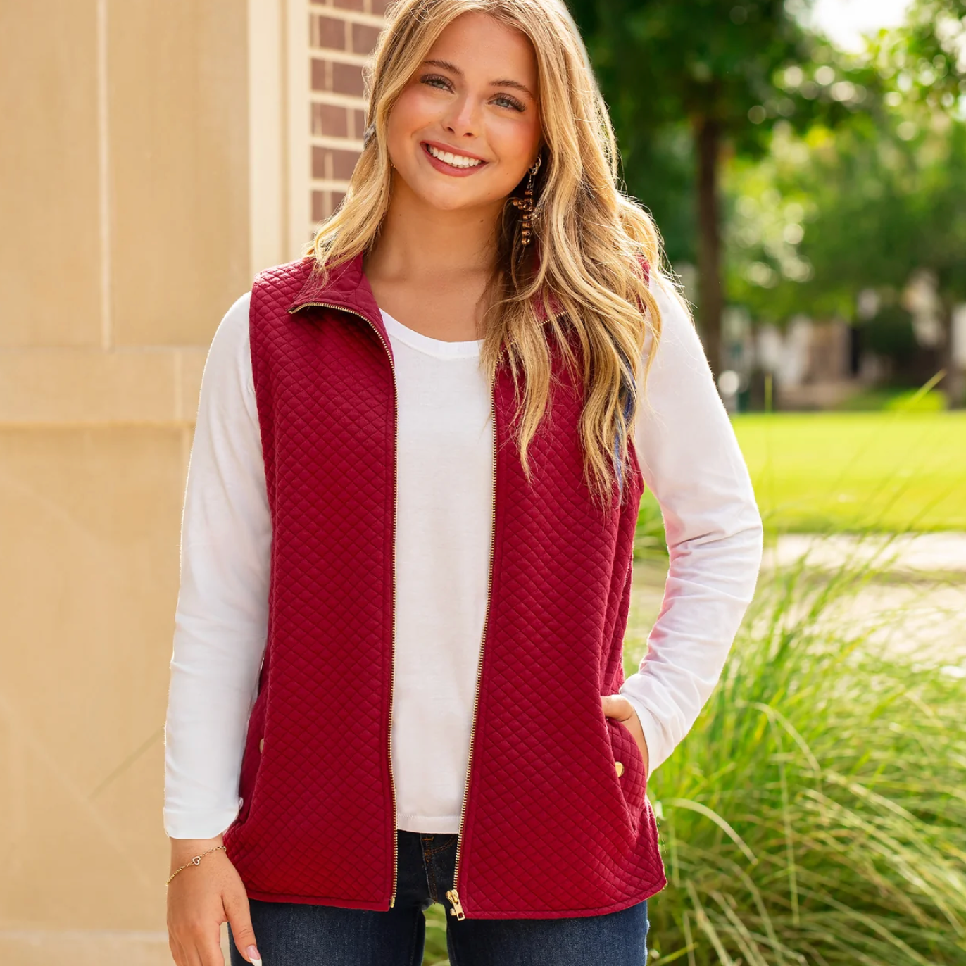 Maroon Quilted Vest