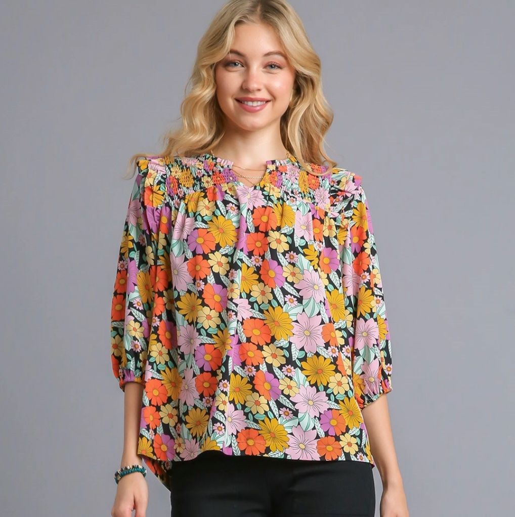 Floral Top w/Black