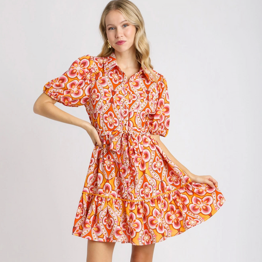 Orange Floral Dress