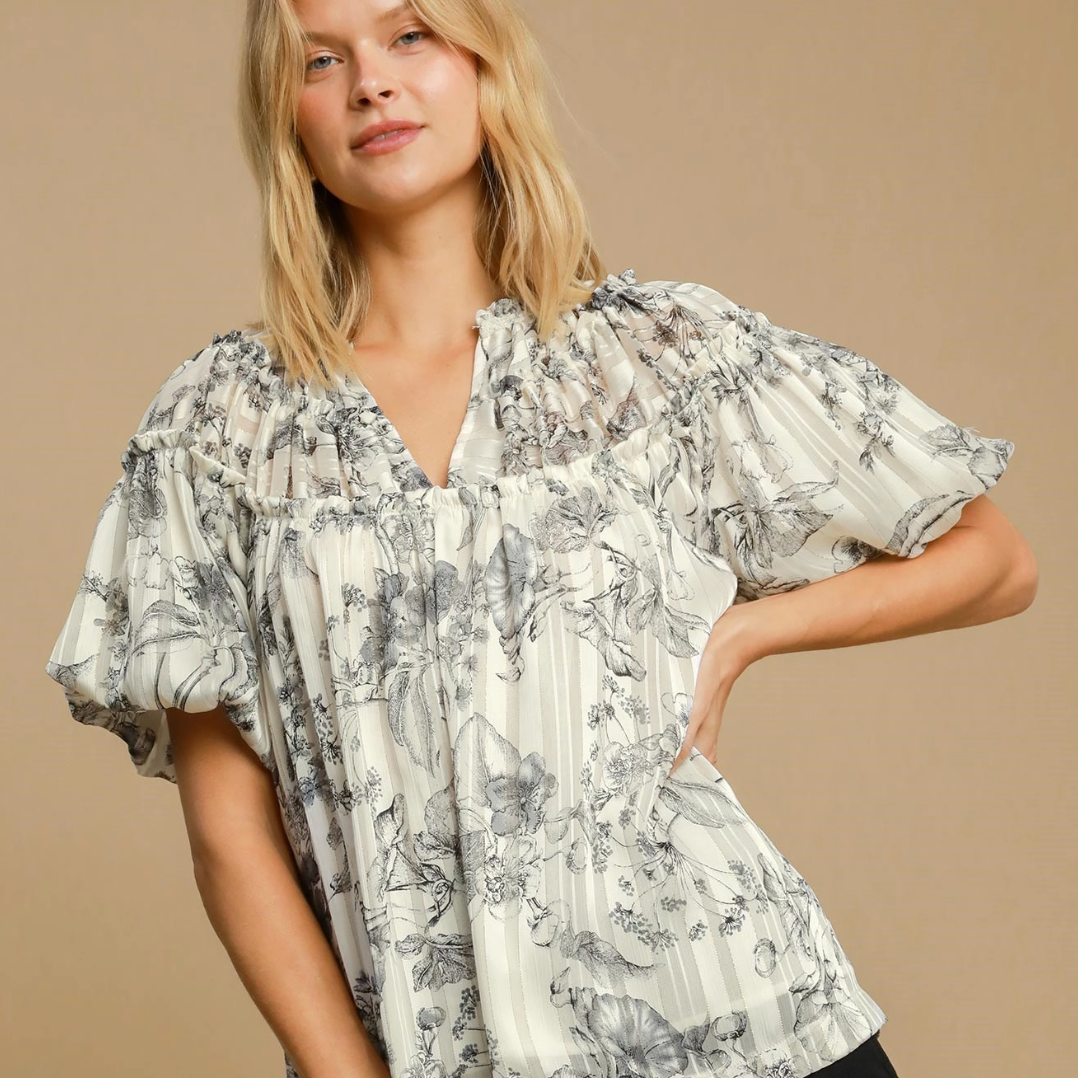 Black & White Ruffle Top