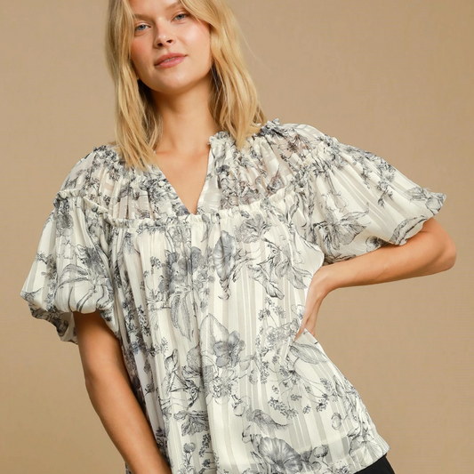 Black & White Ruffle Top