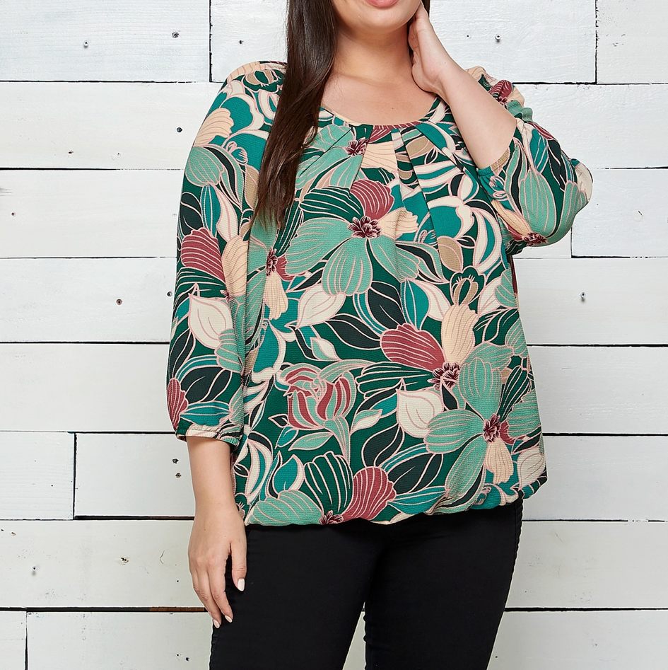 Shades of Green Pleat Front Plus Top