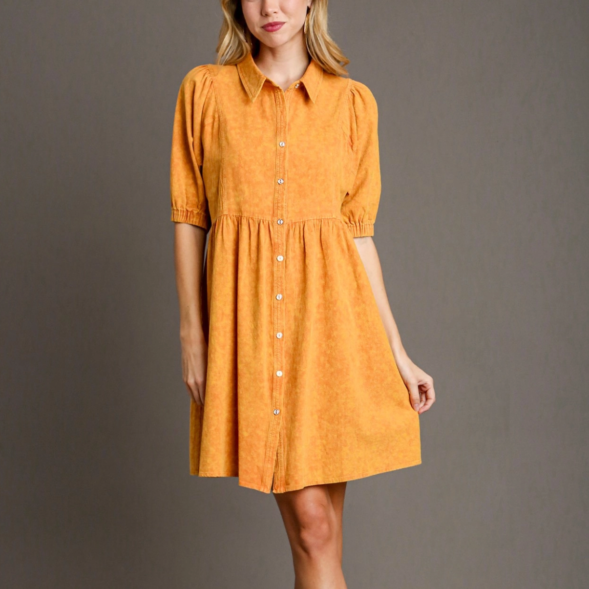 Mustard Color Button Down Dress