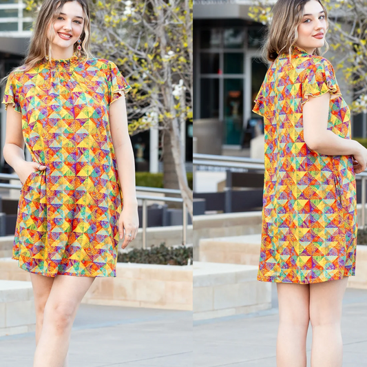 Colorful Geometric Print Dress
