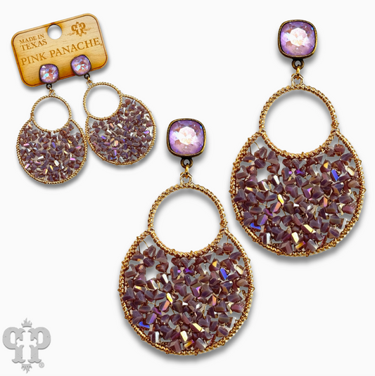 Pink Panache Purple Beaded Earrings