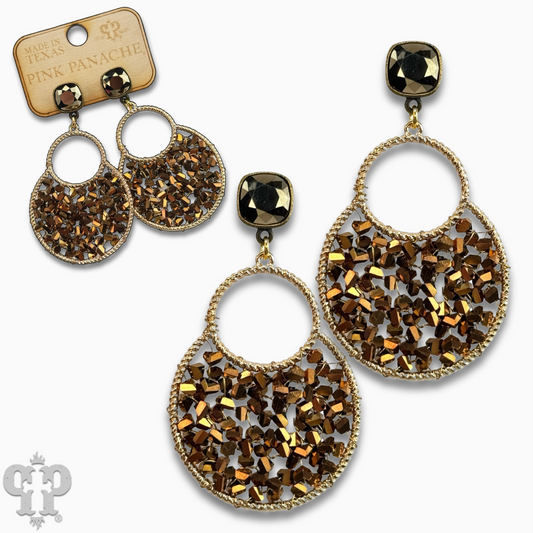 Pink Panache Gold Beaded Earrings