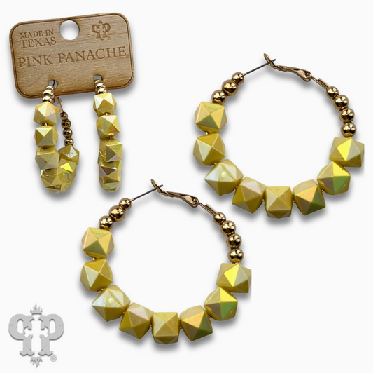 Pink Panache Yellow Beaded Hoop Earrings
