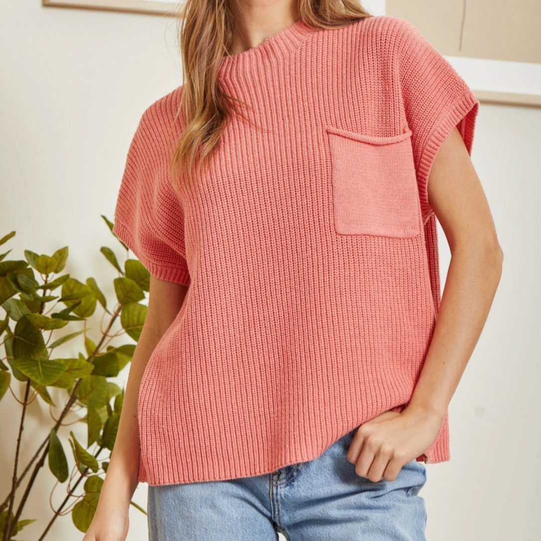 Apricot Mock Neck Sweater