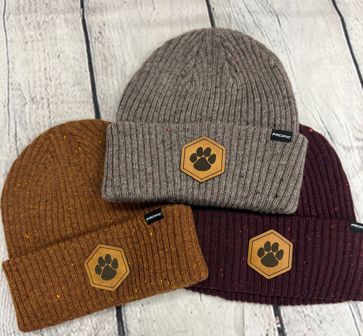 Wildcat paw speckled beanies